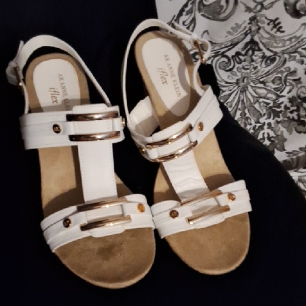 Anne Klein White Sandals with Elegant Straps